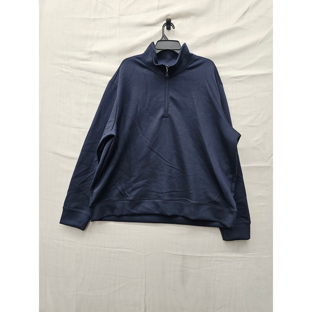 All in Motion Mens Mock Neck 1/2 Zip Pullover Navy Polyester Blend Size 2XL